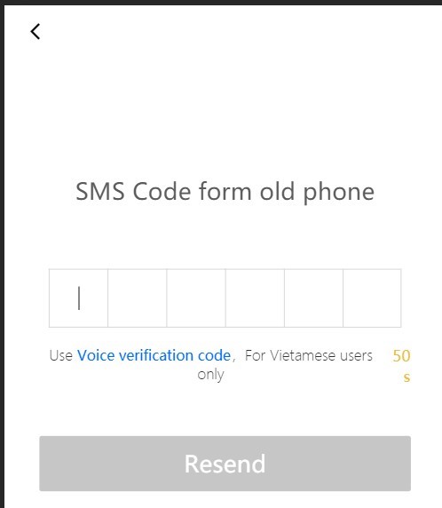  Nhập mã xác nhận được gửi tới số điện thoại